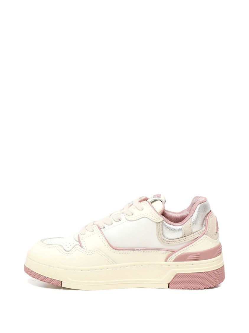 Autry Off-White Low-Top Sneakers With Pink Accents