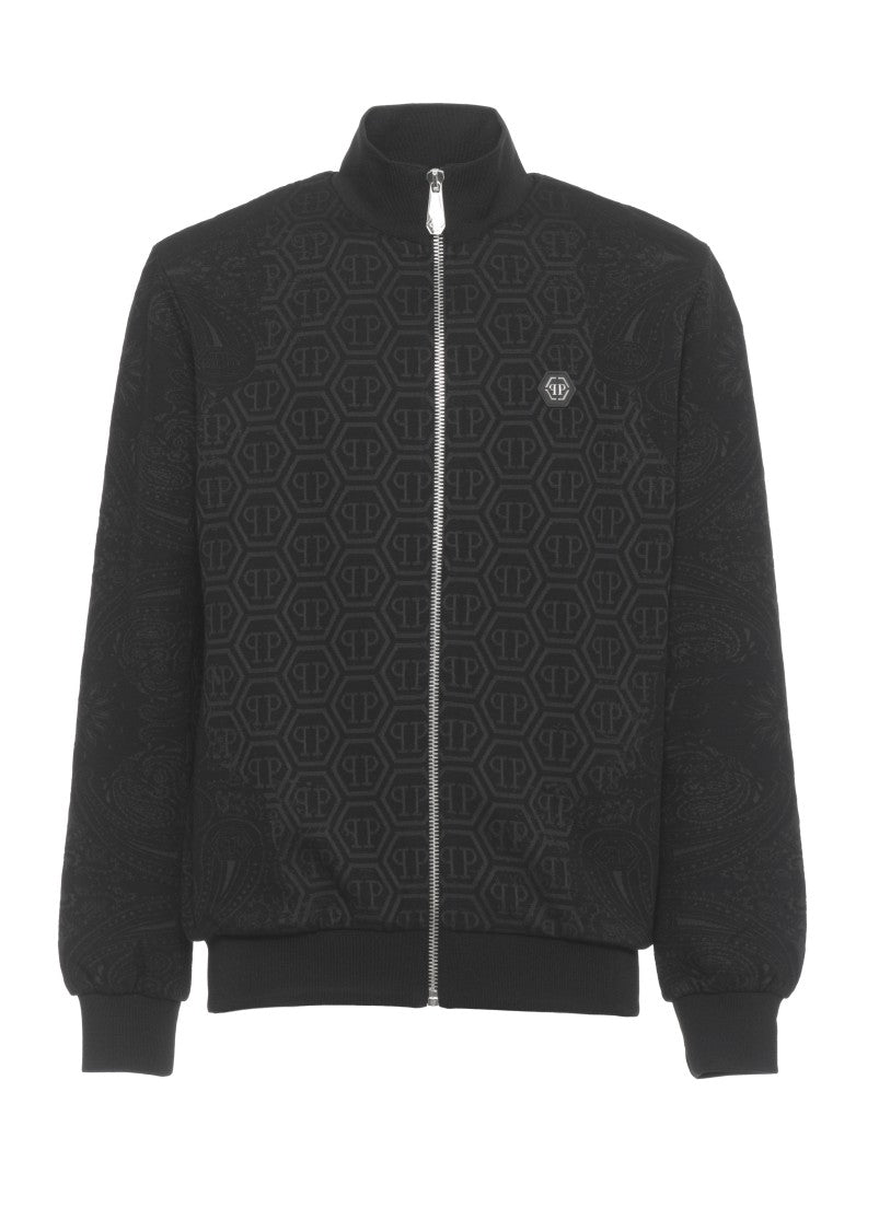 Philipp Plein Black Monogram Paisley Cotton Sweatshirt