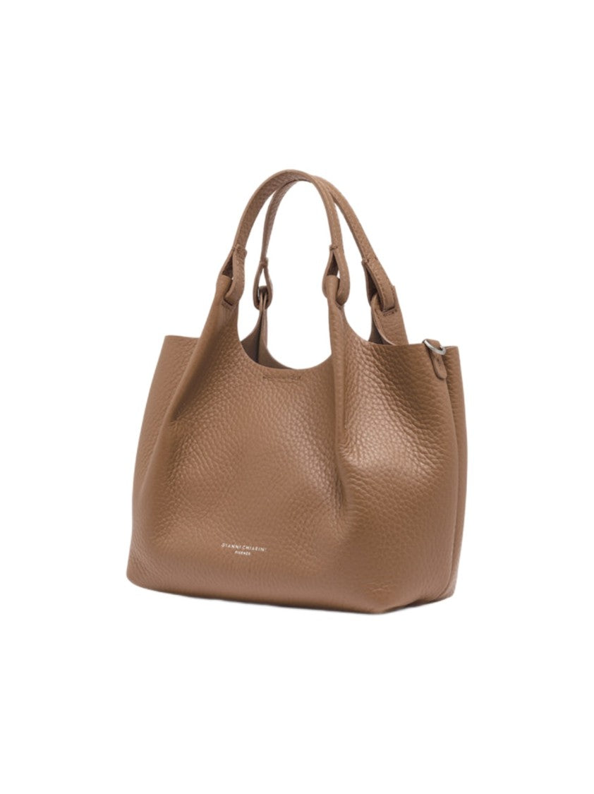 Gianni Chiarini Brown Textured Bubble Double Leather Handbag