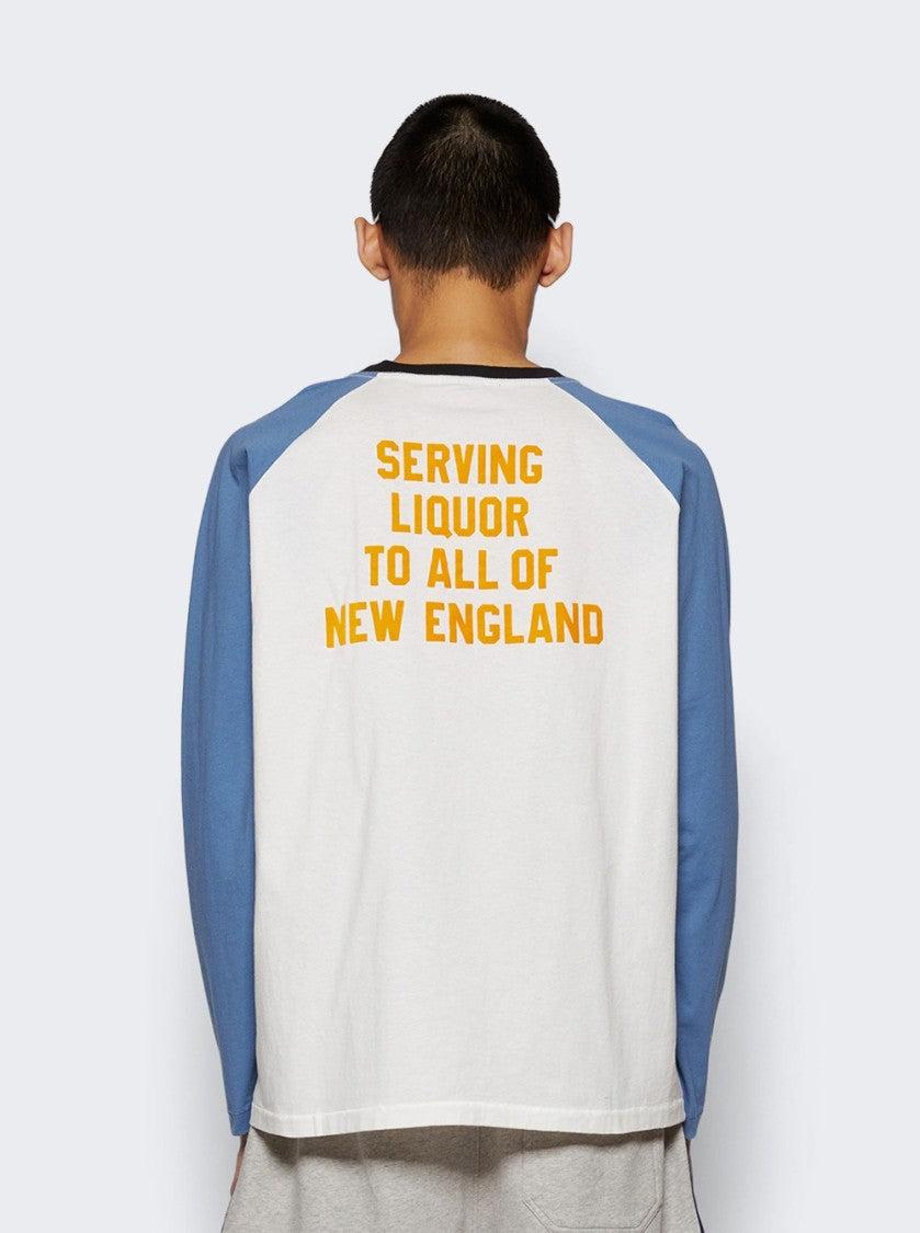 Bode Long Sleeve Skater Tee Blue And Cream