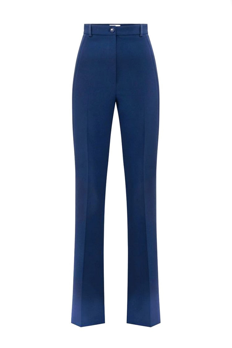 Elisabetta Franchi Flared Blue Trousers With High Waist