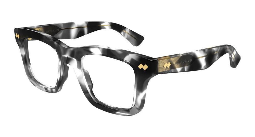 Bottega Veneta Havana Marbled Finish Oversized Square Eyeglasses