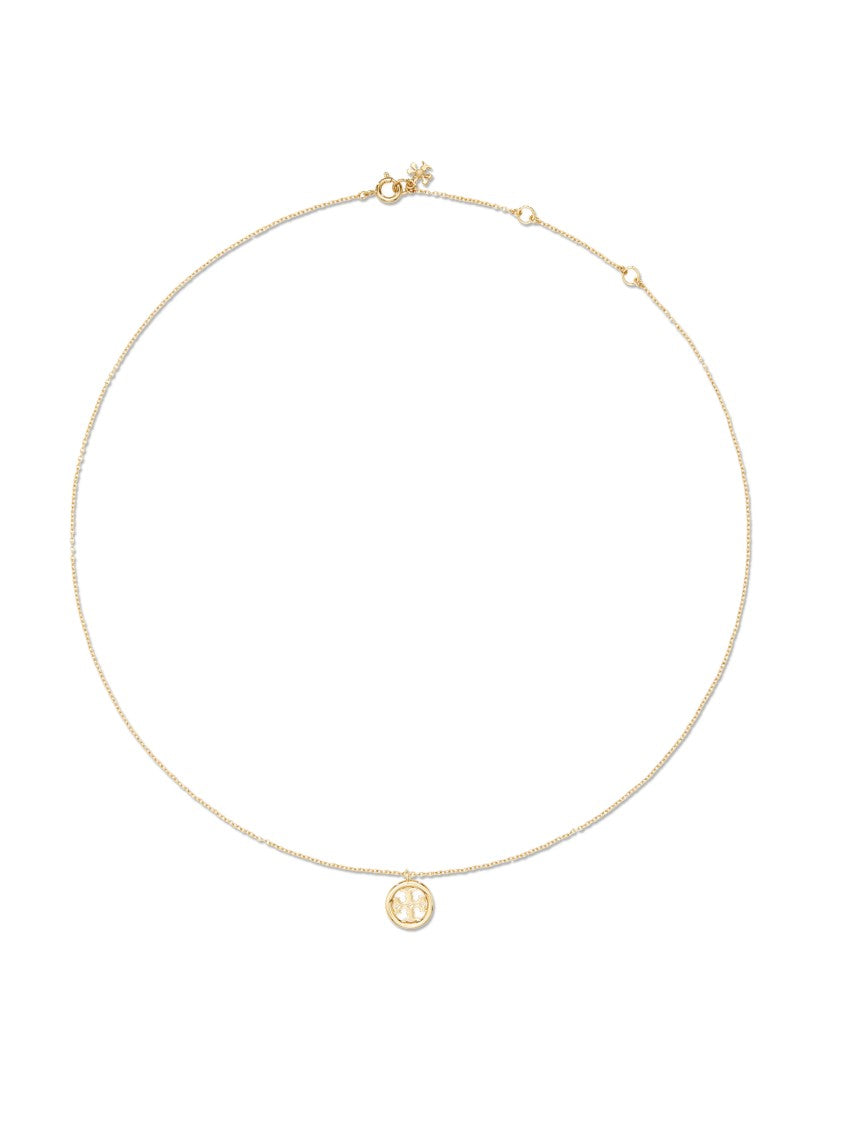 Tory Burch Gold Icon Circle Cut-Out Pendant Necklace