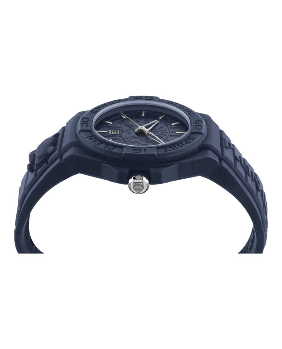 Plein Sport Bold 46Mm Silicone Watch With Blue Enamel Dial