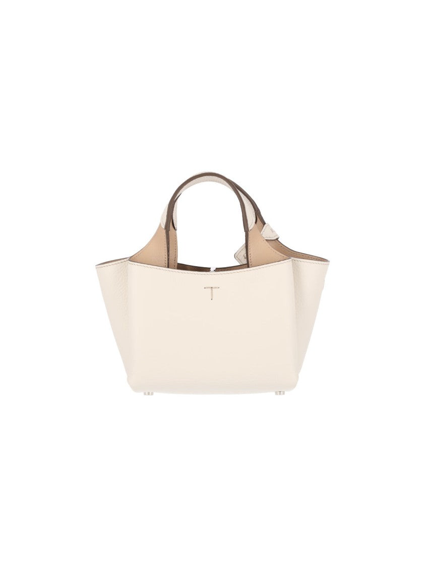 Tod's White Leather Top Handle Shoulder Bag