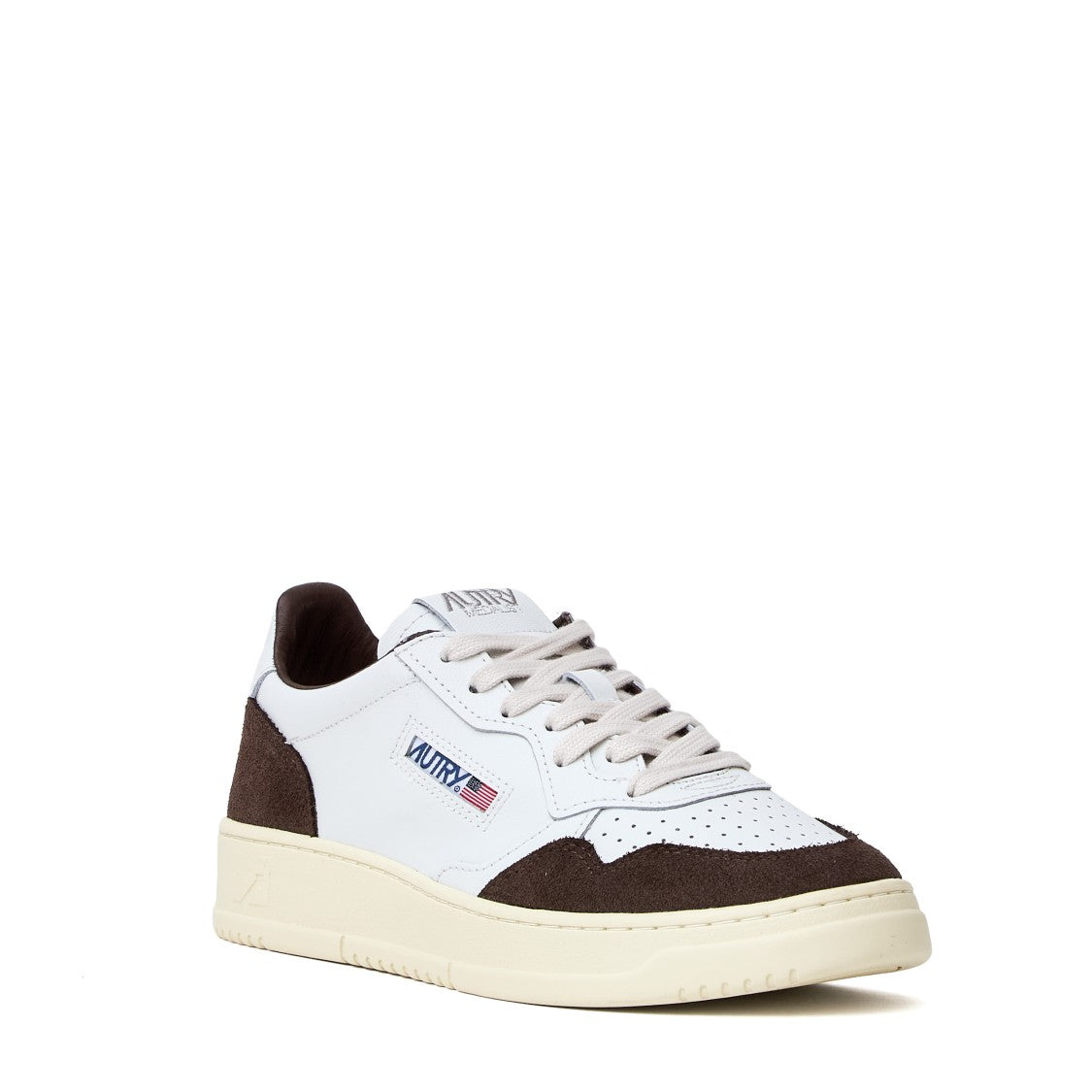 Autry White Mahogany Medalist Low Leather Sneakers