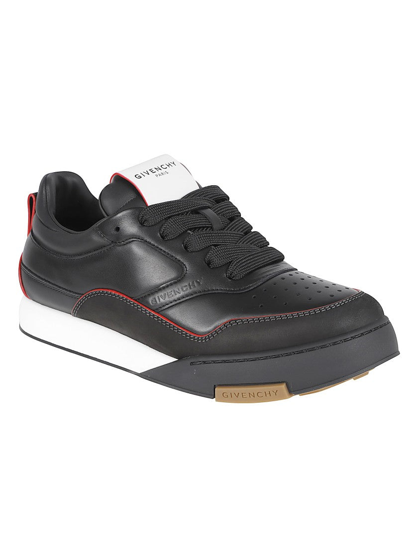 Givenchy Black Leather Sneakers With Bold Red Accents