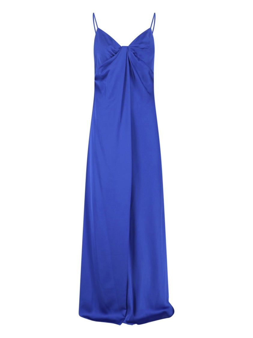 Polo Ralph Lauren Maxi Dress In Rich Blue Charmeuse Fabric
