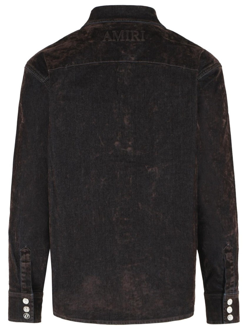 Amiri Brown Denim Flared Shirt