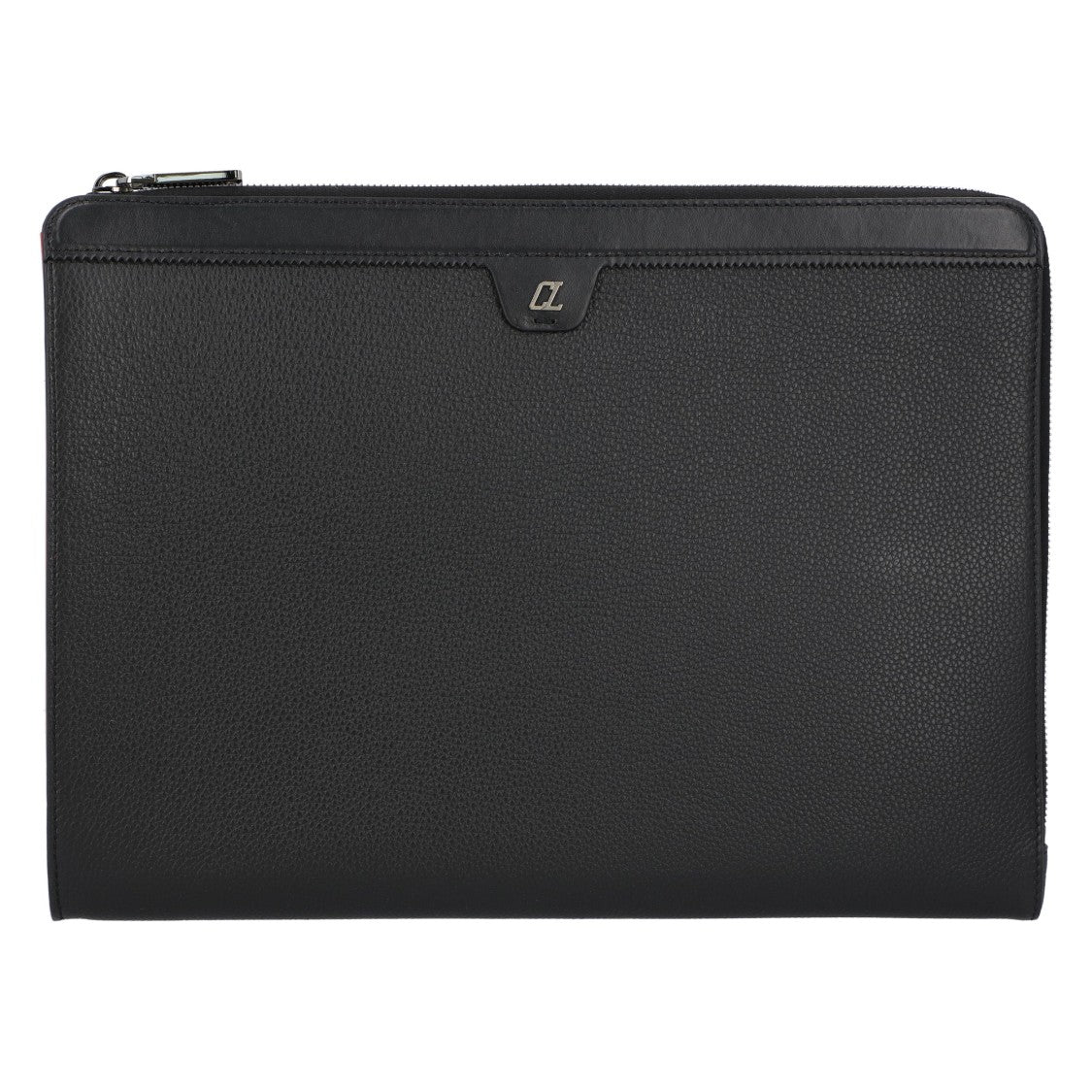 Christian Louboutin For Rui Pouch In Black Textured Empire Calf Leather