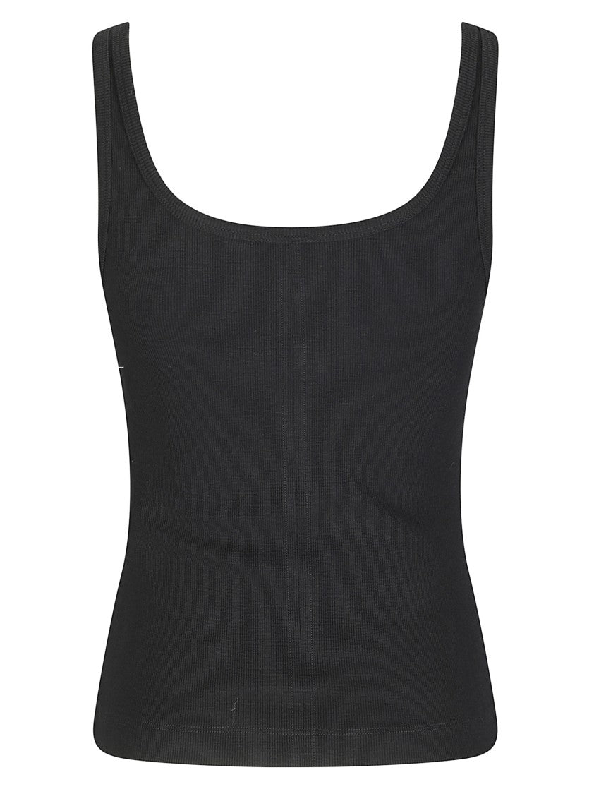 Mm6 By Maison Margiela Sleeveless Ribbed Cotton Tank Top With Hook