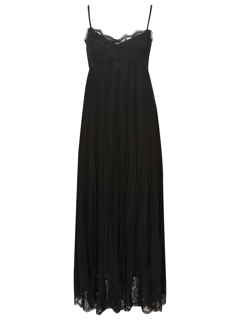 Zimmermann Flowing Pleated Midi Dress With Lace Trim