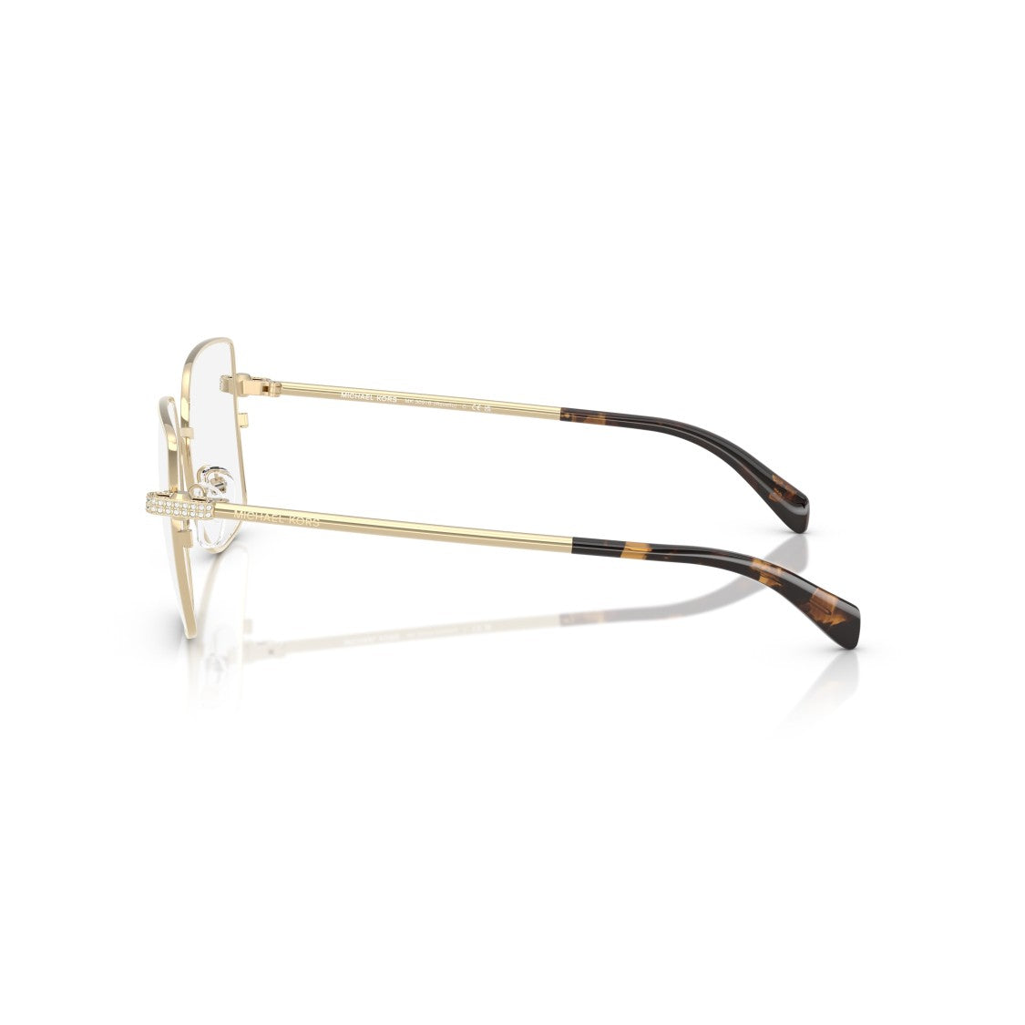 Michael Kors 0Mk3091b Square Metal Gold Finish Eyeglasses With Tortoiseshell Tips