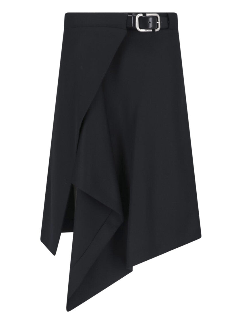 The Attico Asymmetrical Layered Skirt With Belt And Metal Accents