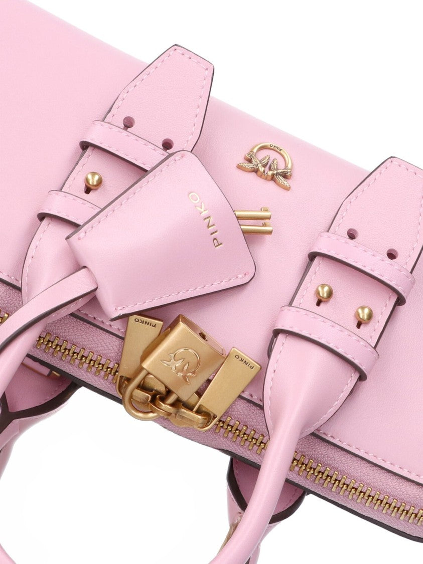 Pinko Structured Pink Handbag With Detachable Shoulder Strap