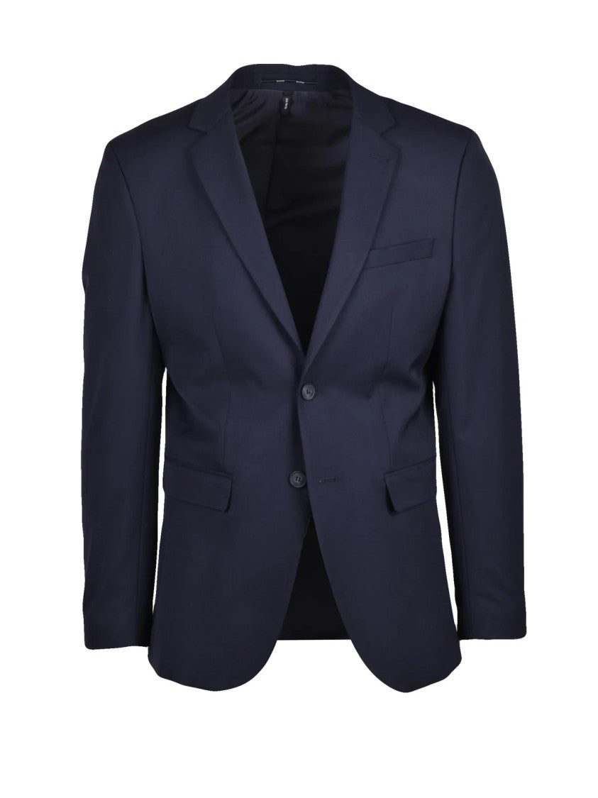Selected Tailored Blue Jacket With Two-Button Closure And Notch Lapels