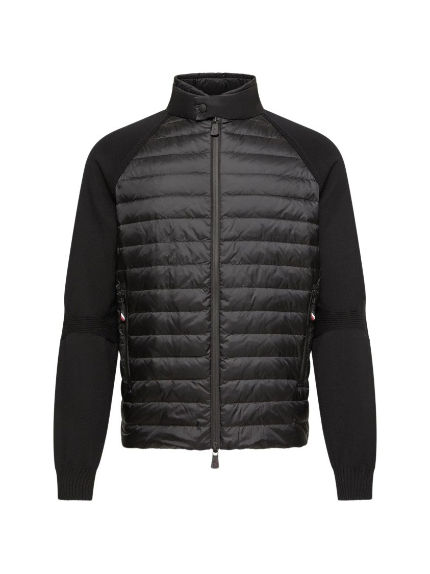 Moncler Grenoble Hybrid Padded Cardigan With Knitted Sleeves And High Collar
