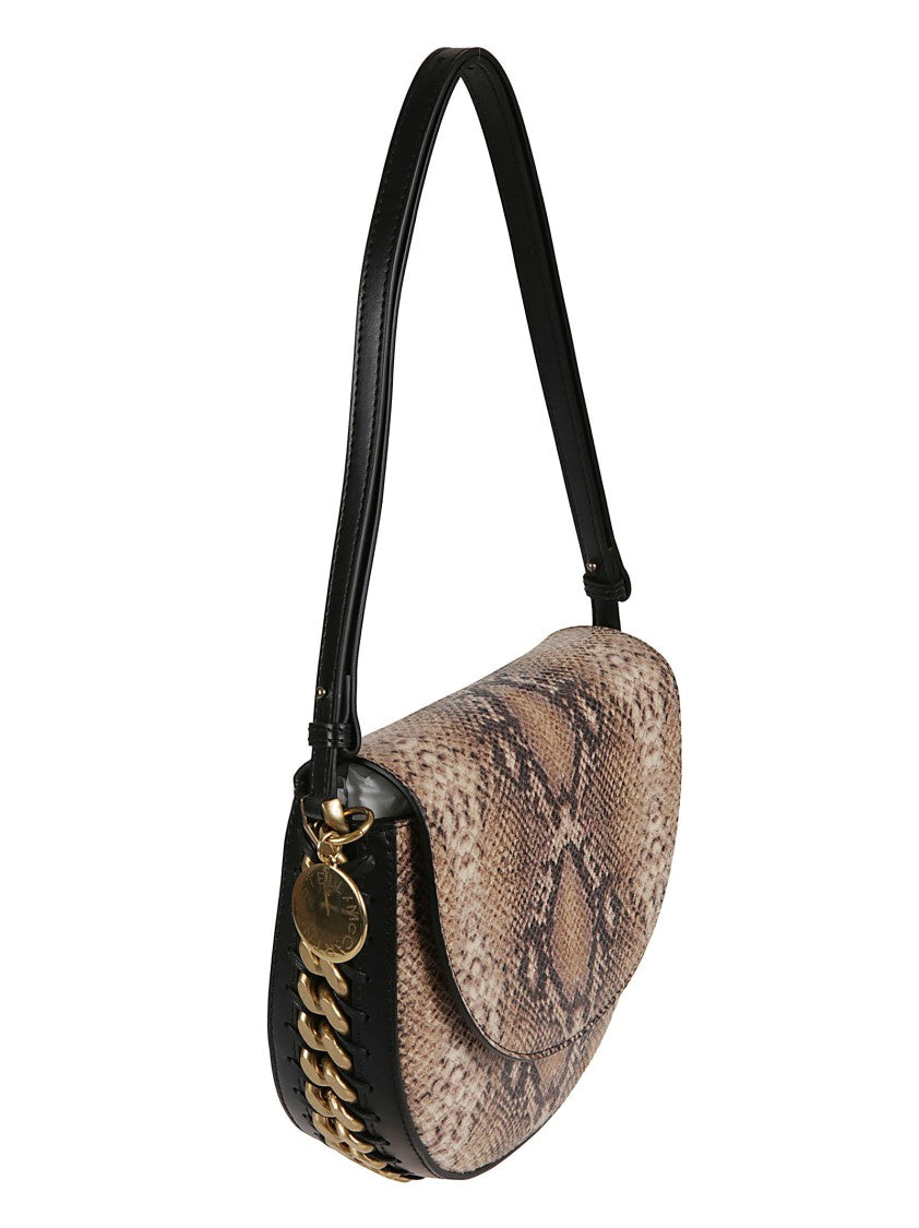 Stella Mccartney Half-Moon Snakeskin Patterned Bag With Chain Accents