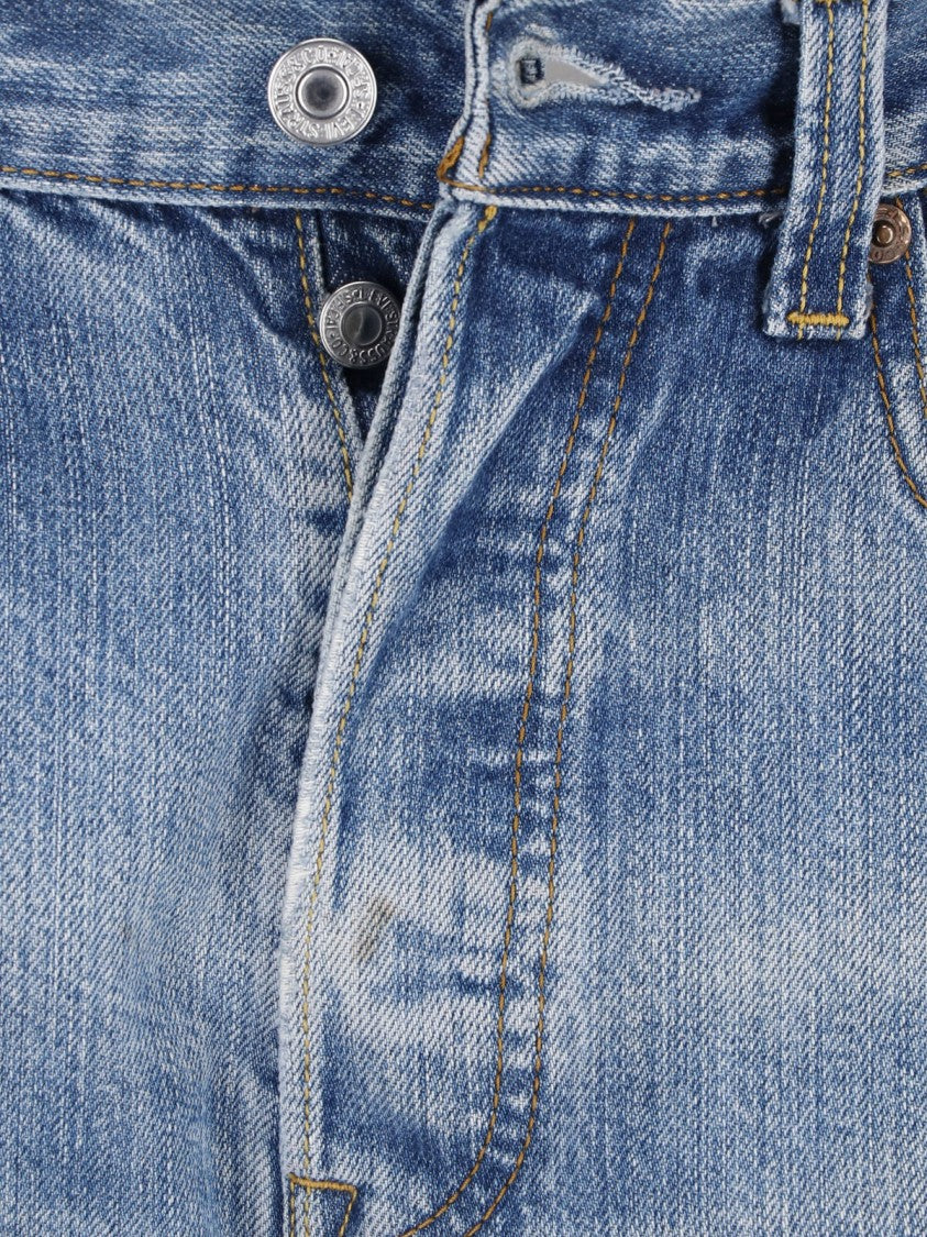 Re/Done Light Blue Worn Five-Pocket Denim Shorts