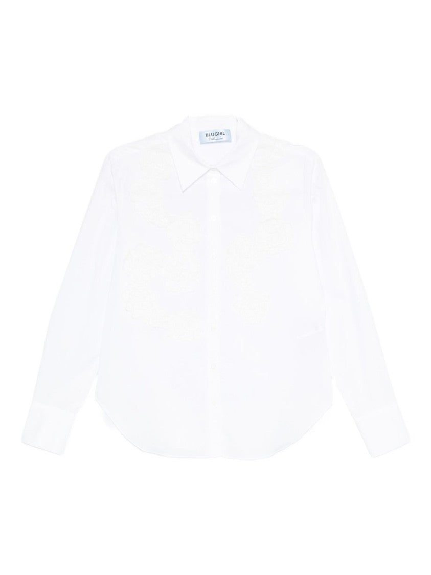 Blugirl Classic Button-Down Shirt With Delicate Floral Embroidery