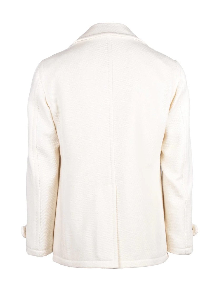 Tagliatore White Virgin Wool Double-Breasted Coat