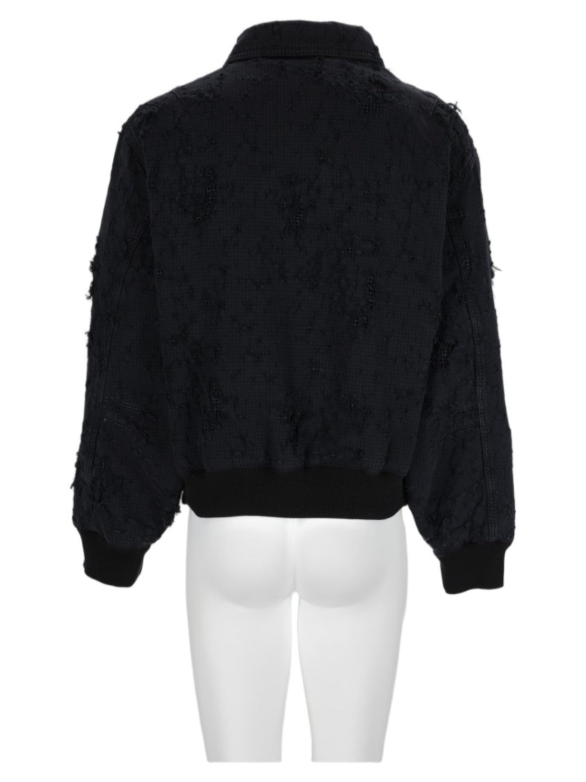 Represent Black Boxy Textured Cotton Down Jacket