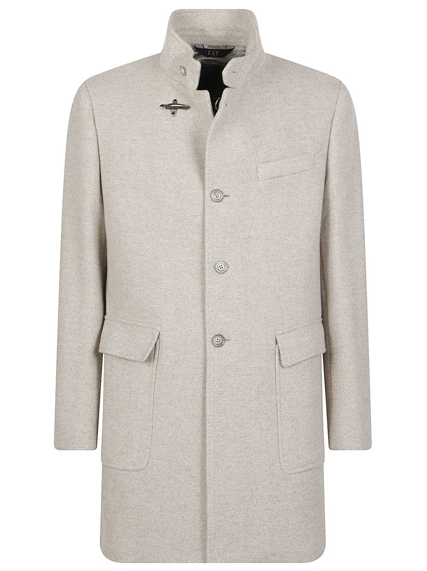 Fay Duty Structured Textured Wool-Blend Coat