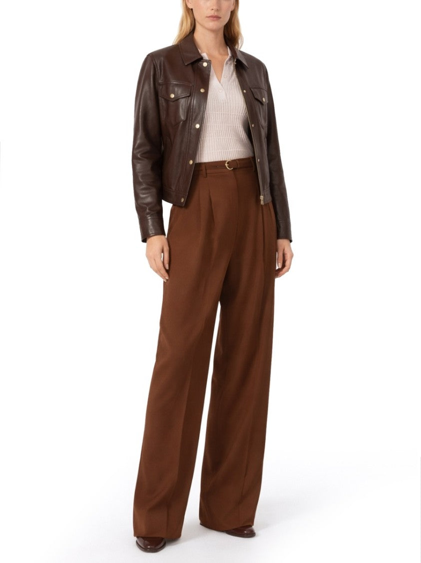 Max Mara Wide-Leg Virgin Wool Pants With High Waist And Pleated Front