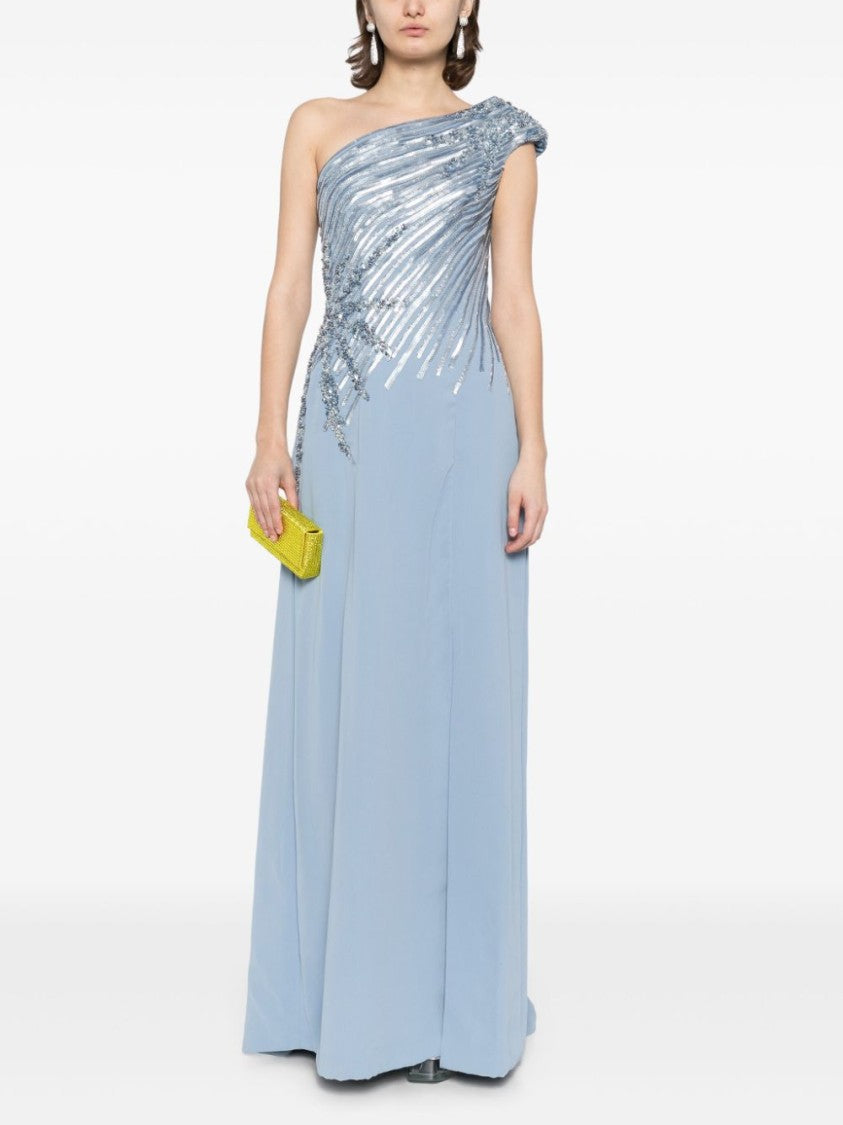 Saiid Kobeisy One Shoulder Sequin Long Dress