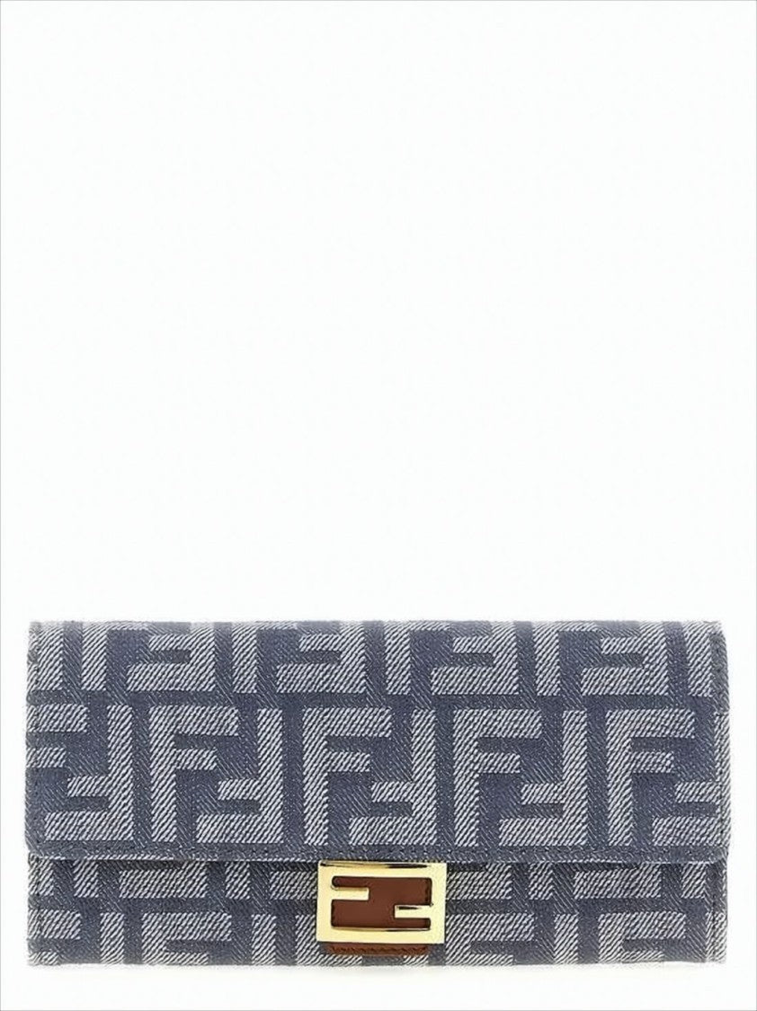 Fendi Monogram Textured Fabric Crossbody Bag With Gold Clasp