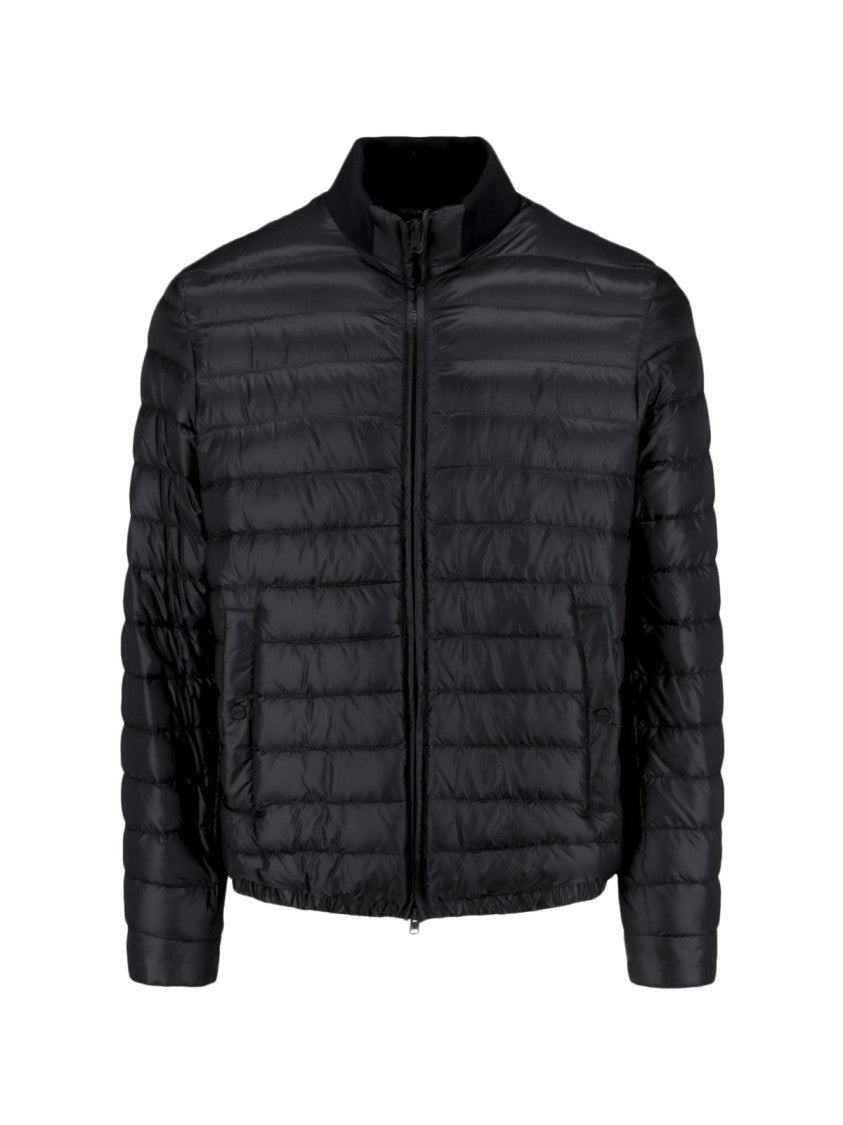 Herno Fitted Jacket With High Collar And Side Pockets