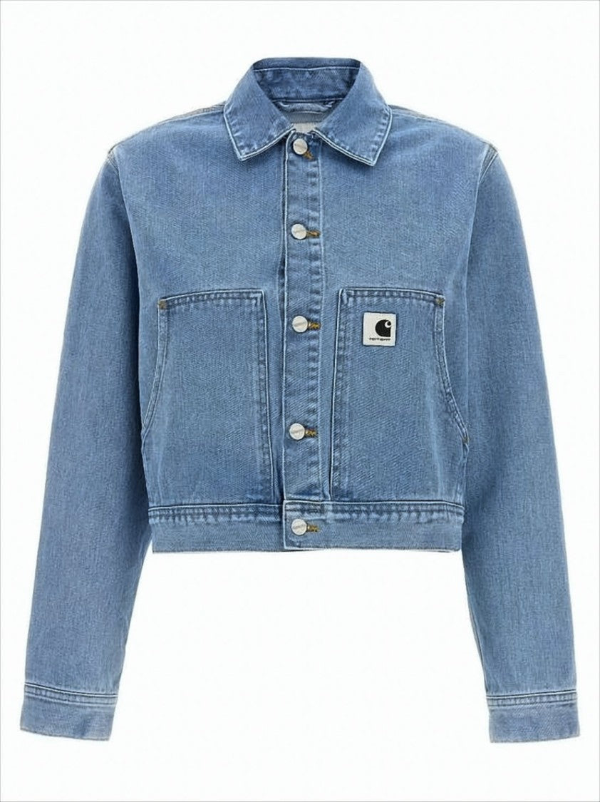 Carhartt Wip Cropped Denim Jacket With Classic Collar