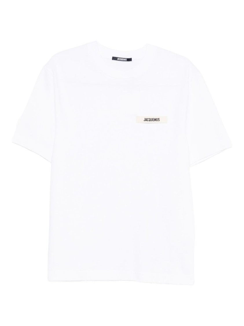 Jacquemus White Rectangular Patch Relaxed Silk T-Shirt