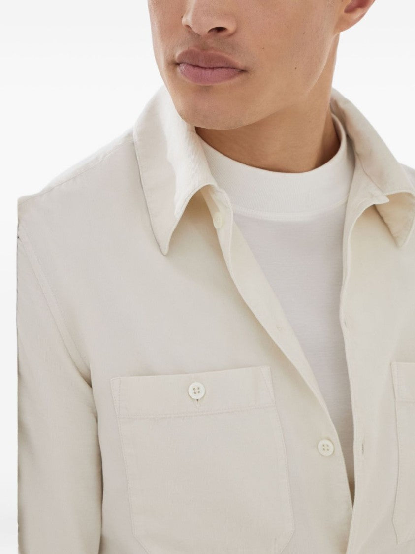 Brunello Cucinelli White Tailored Casual Shirt With Minimalist Design