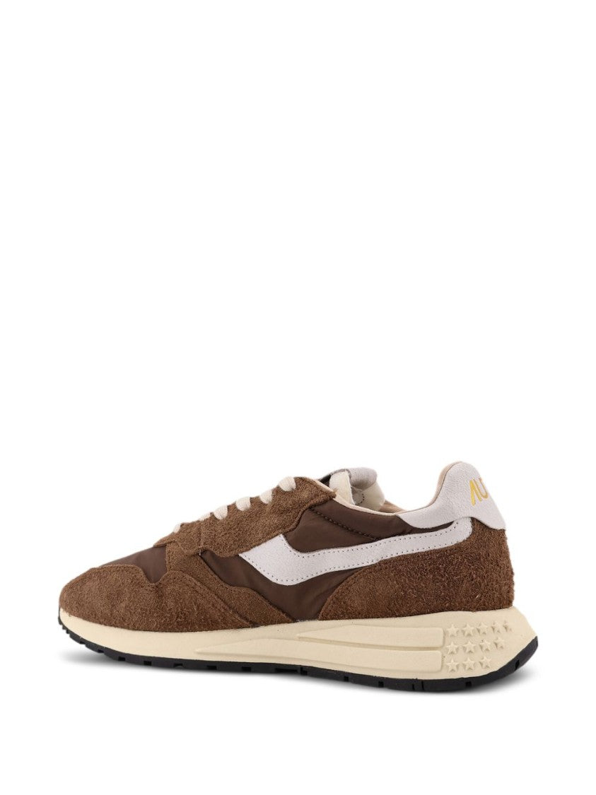 Autry Brown Reelwind Low Nylon Suede Low-Top Sneakers