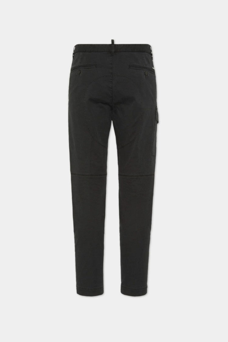Dsquared2 Black Flap Cargo Pocket Tapered Cotton Cargo Pants