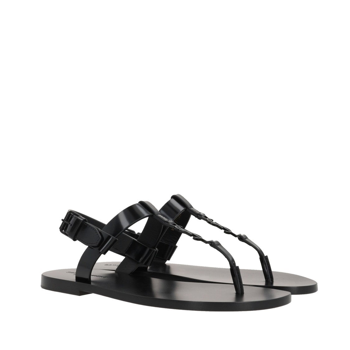Saint Laurent Cassandre 05 Flat Sandals With Patent Finish