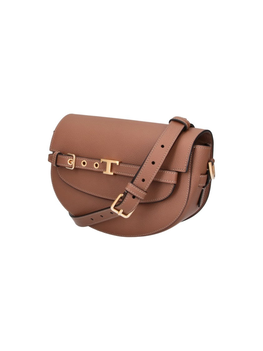 Tod's Brown Leather T-Signature Shoulder Bag