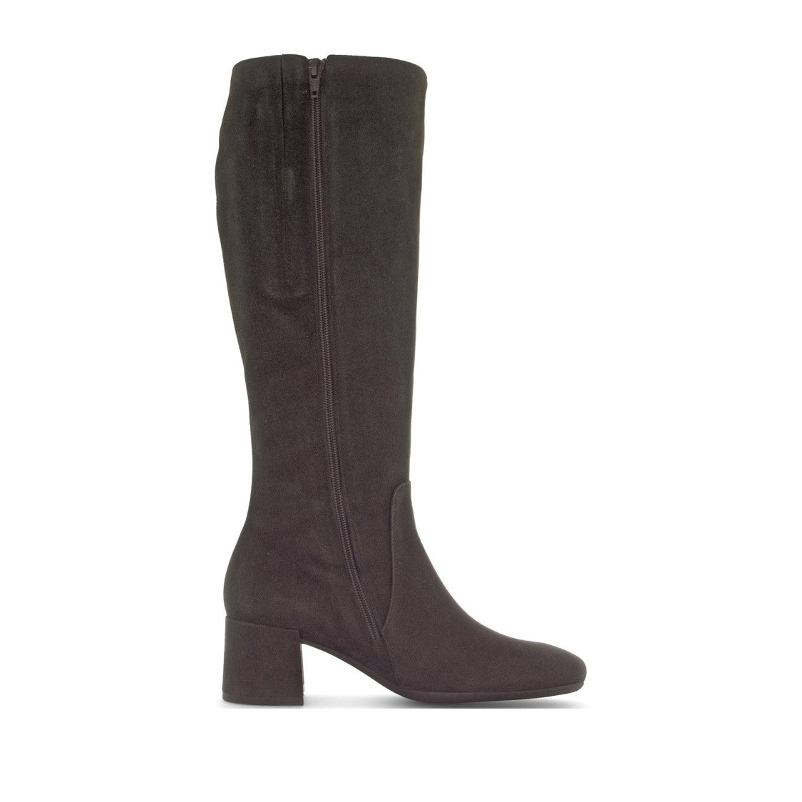 Gabor Brown Mid-Height Block Heel Side Zipper Suede Boots