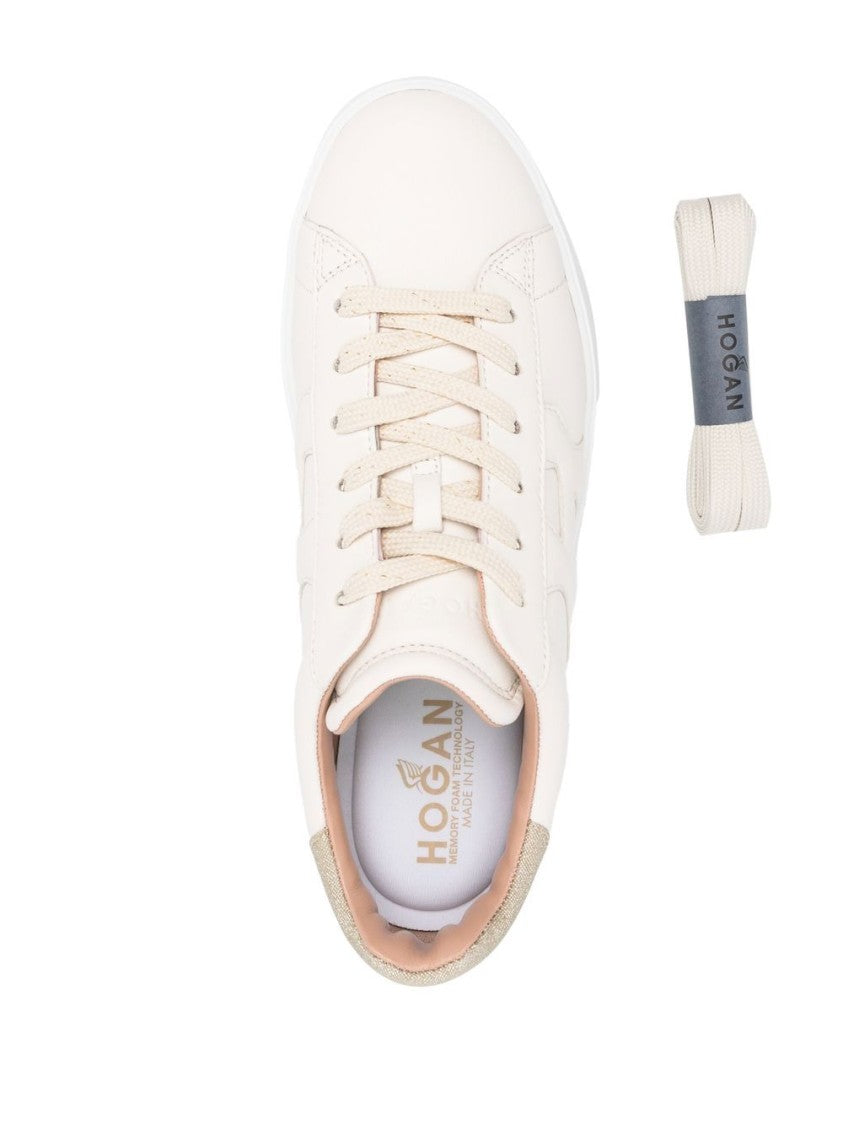 Hogan Glitter-Detail Leather Sneakers With Embossed Logo