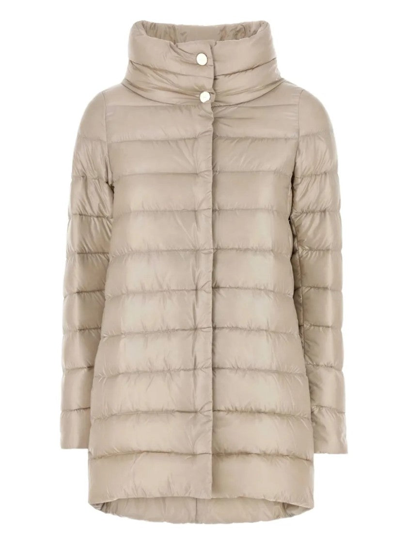Herno Streamlined Puffer Jacket With High Collar And Quilted Texture