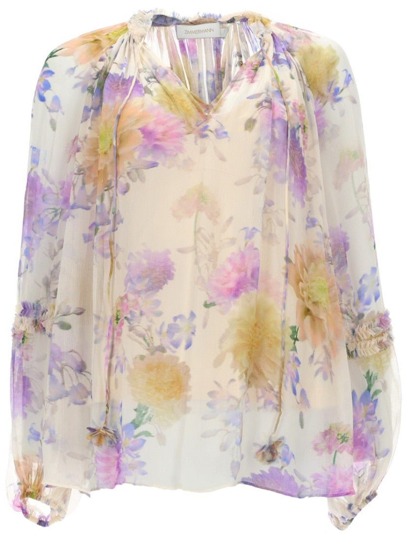 Zimmermann Luna Floral Print Pastel Viscose Blouse