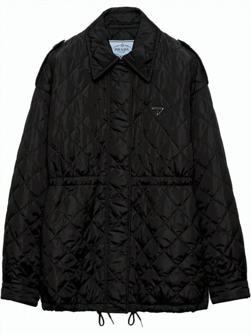 Prada Quilted Black Jacket With Adjustable Hem