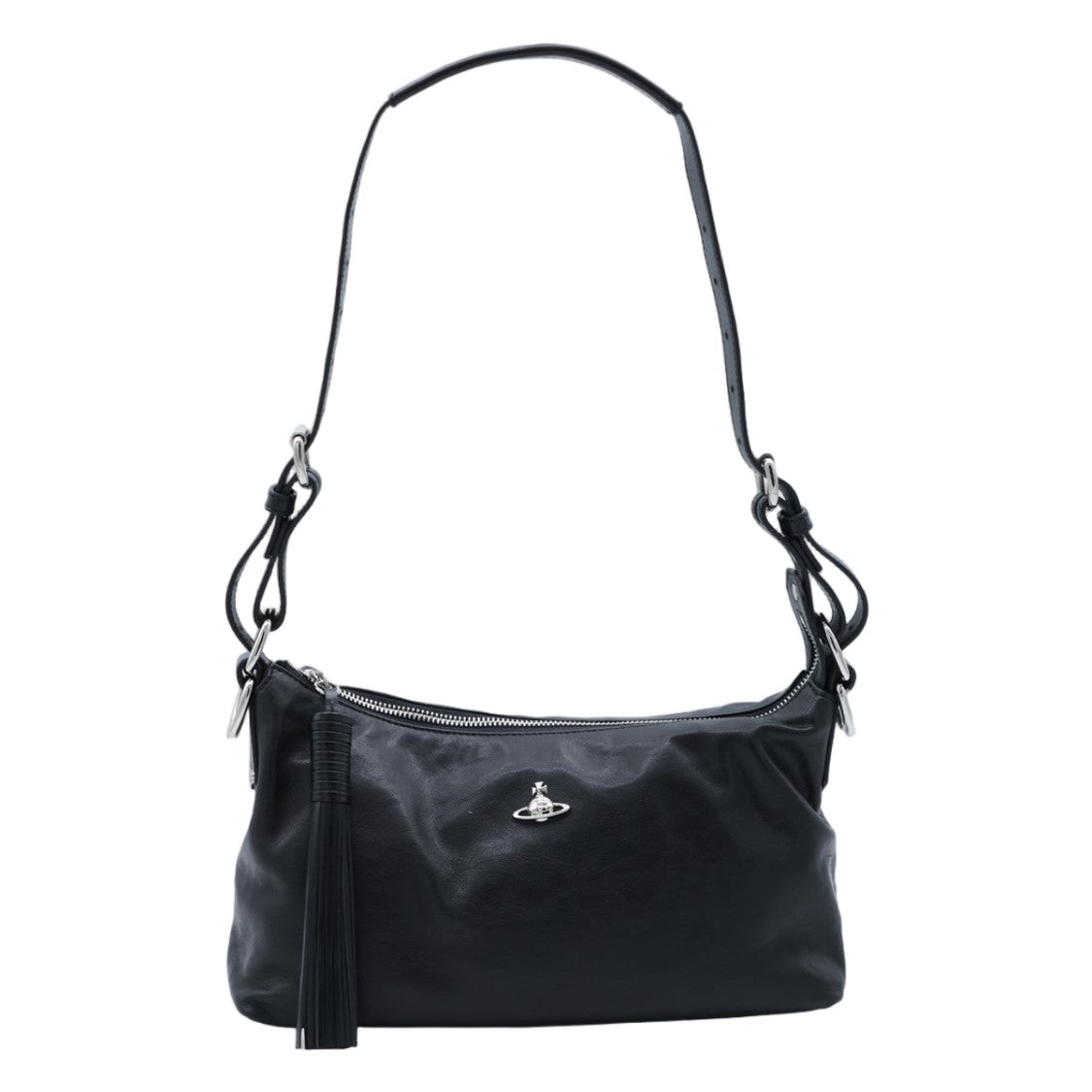 Vivienne Westwood Rectangular Shoulder Bag With Silver Emblem And Adjustable Strap