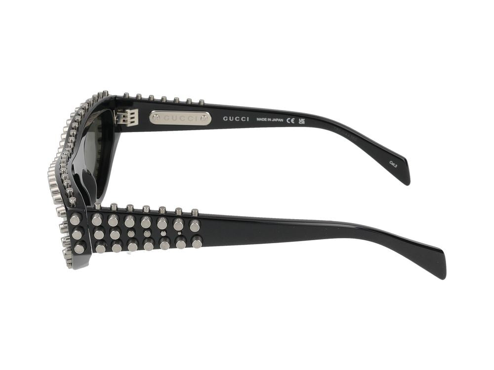 Gucci Black Silver-Tone Embellishments Cat-Eye Sunglasses