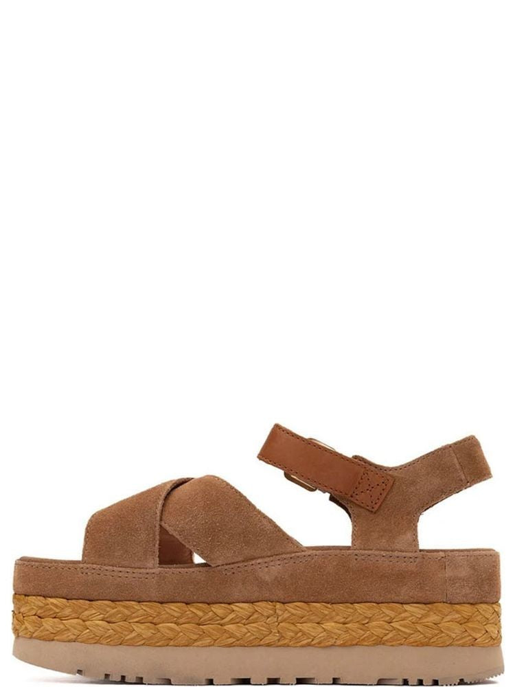 Ugg Brown Aubrey Braided Platform Suede Sandals