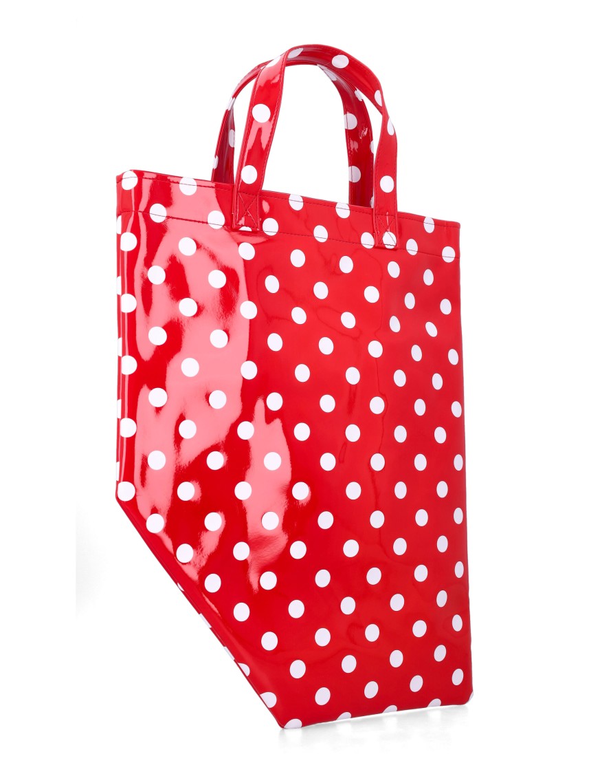 Comme Des Garçons Asymmetrical Red Polka Dot Tote Bag