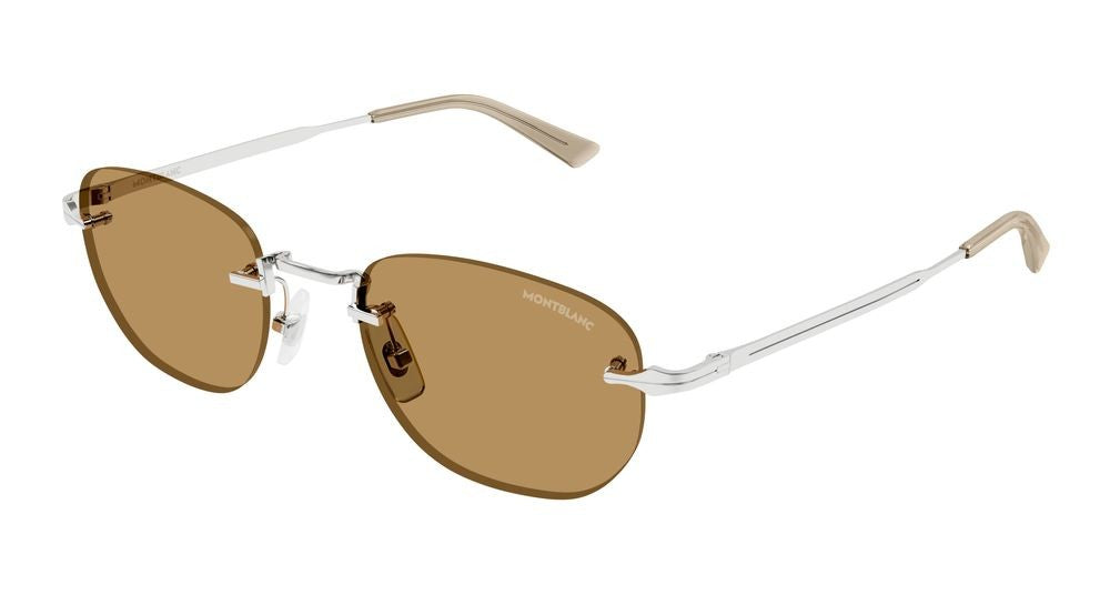 Montblanc Silver Mb0303s Metal Rimless Sunglasses