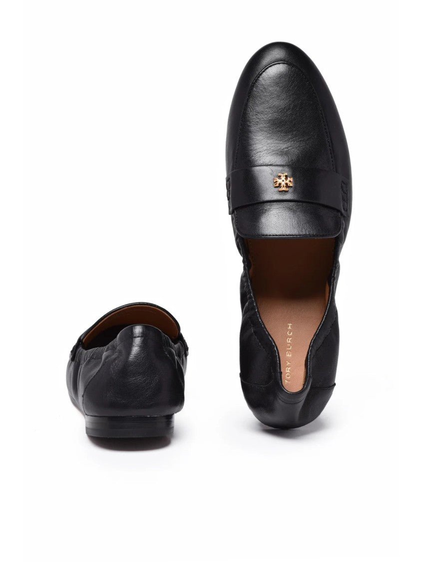 Tory Burch Black Emblem Leather Loafers