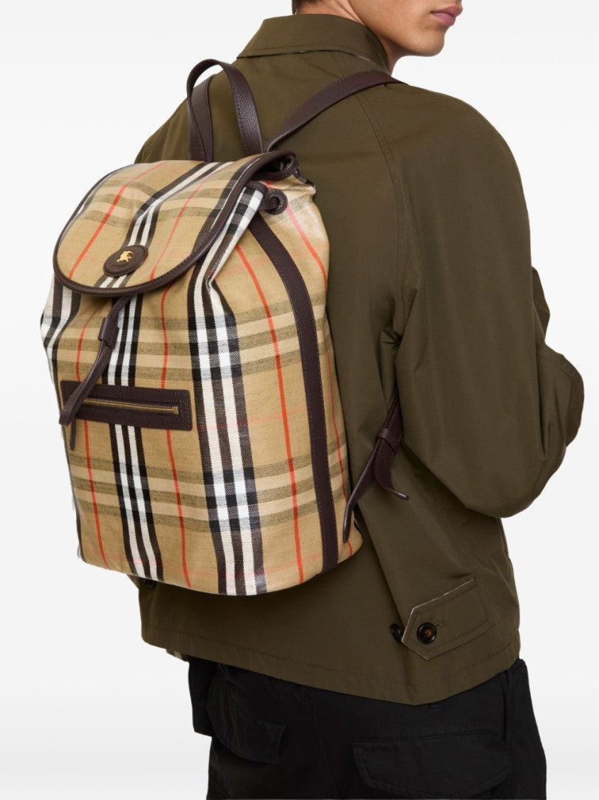 Burberry Structured Check Pattern Backpack